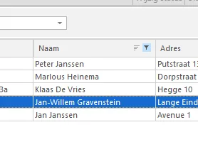 PERIFACT uitgebreid kolom filteren PERIFACT uitgebreid kolom filteren