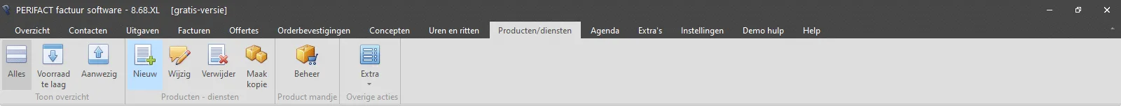 PERIFACT menu producten en diensten