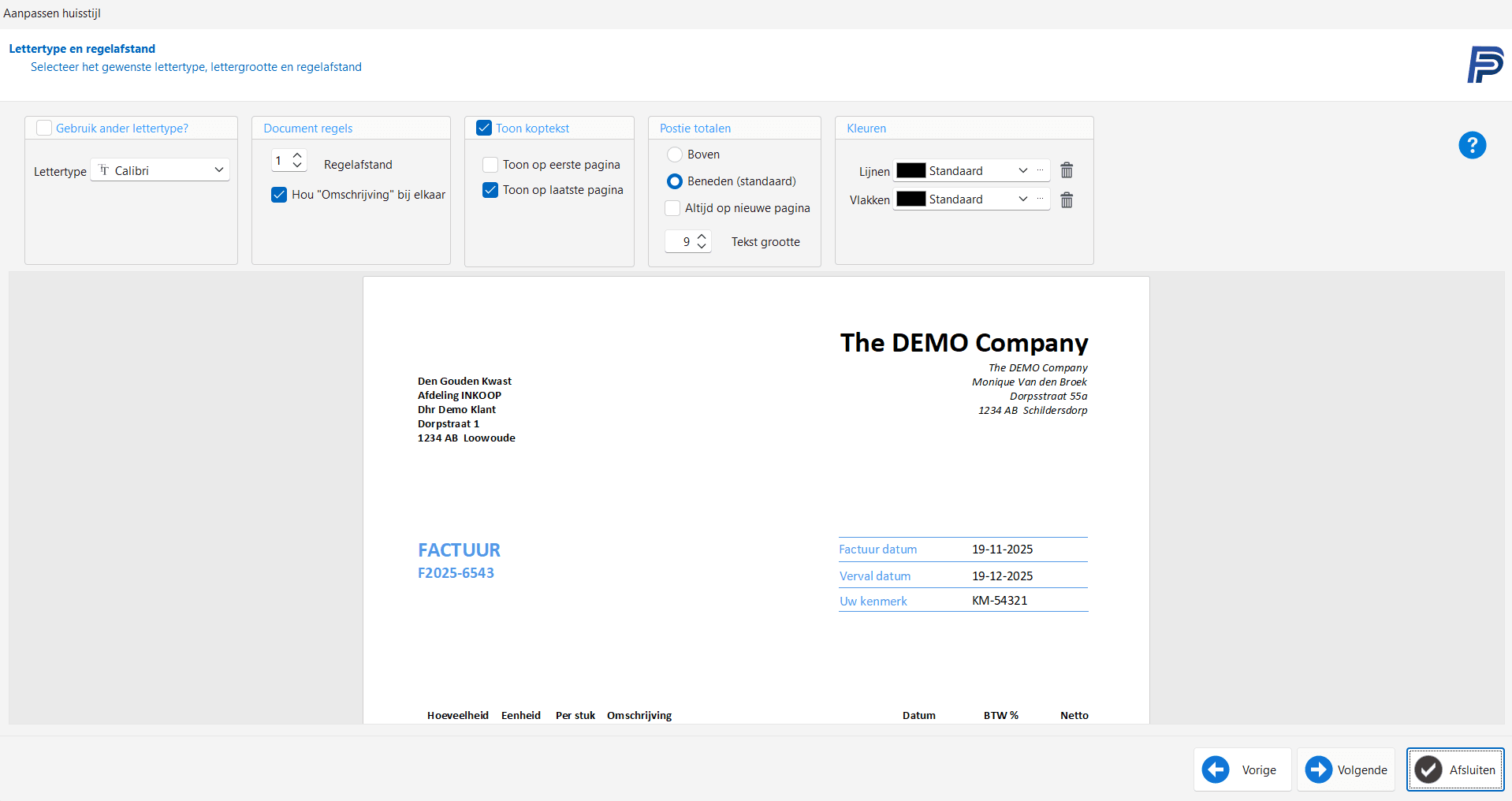 HELP PERIFACT layout instellingen