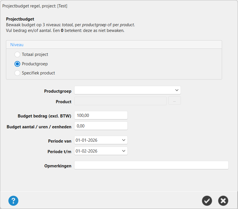projectbudget 1 | Beste factuur programma Windows - PERIFACT - factuursoftware