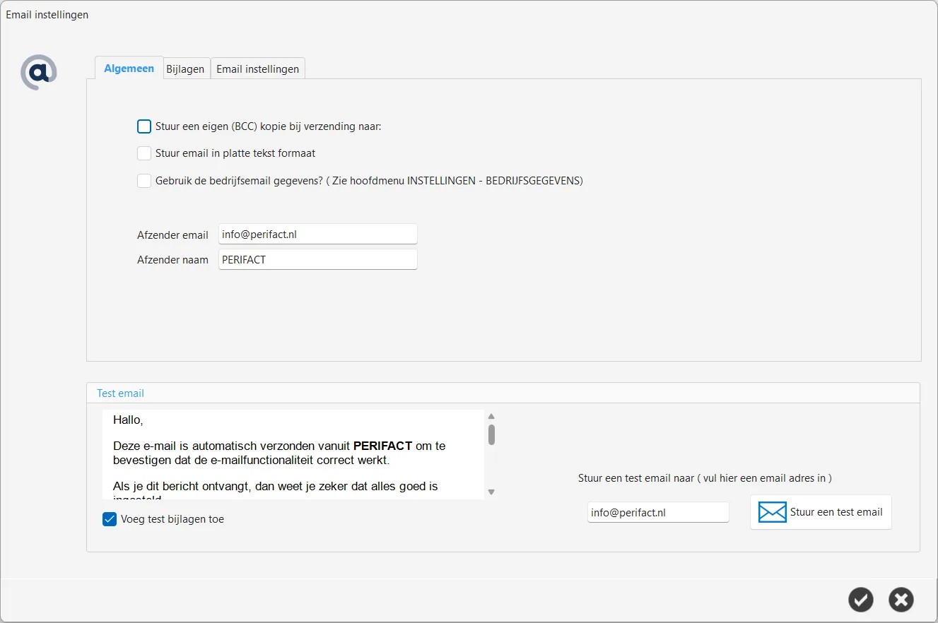 Email instellingen - Algemeen