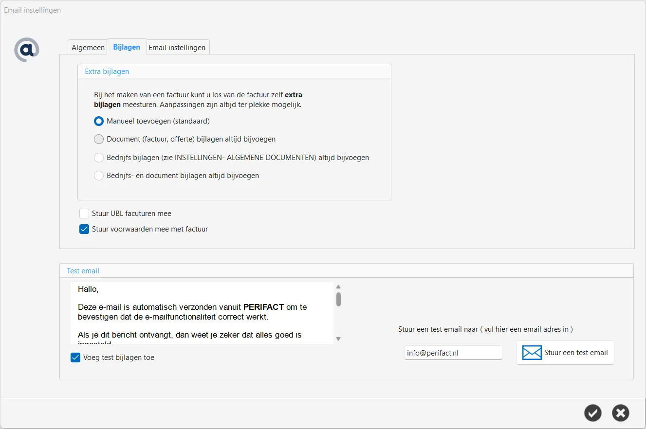 Email instellingen - Bijlagen